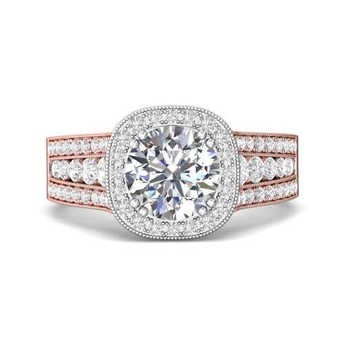 FlyerFit&reg; 14K Pink Gold Shank And White Gold Top Encore Engagement Ring