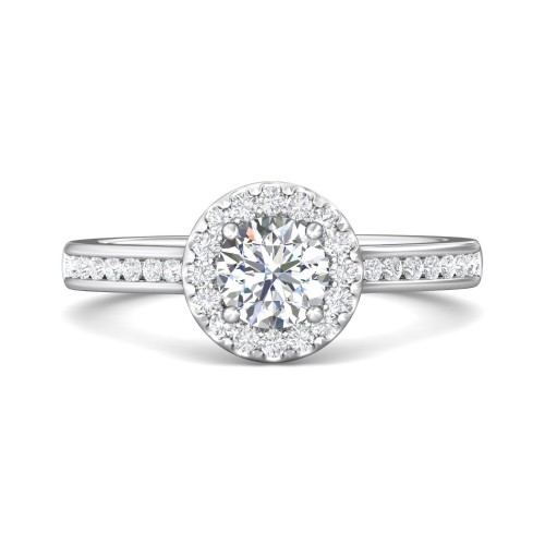 FlyerFit&reg; 14K White Gold Channel and Shared Prong Engagement Ring