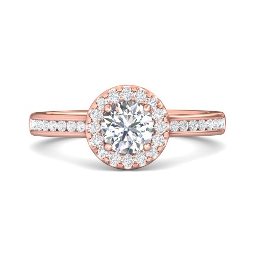 FlyerFit&reg; 14K Pink Gold Channel and Shared Prong Engagement Ring