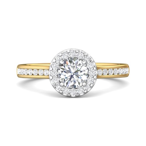 FlyerFit&reg; 18K Yellow Gold Shank And White Gold Top Channel and Shared Prong Engagement Ring