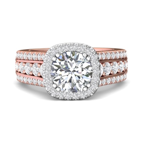 FlyerFit&reg; 18K Pink Gold Shank And White Gold Top Encore Engagement Ring