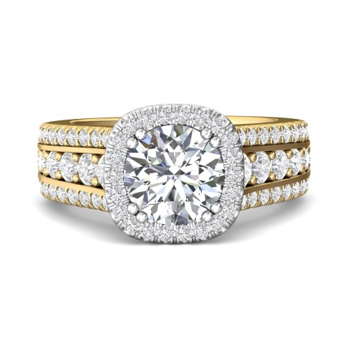 FlyerFit&reg; 18K Yellow Gold Shank And White Gold Top Encore Engagement Ring