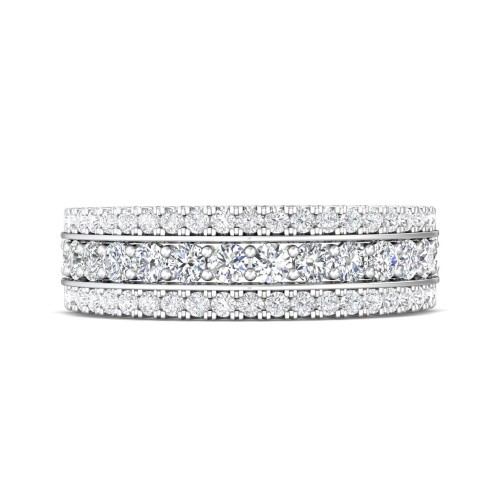 FlyerFit&reg; 18K White Gold Micropave Cutdown Wedding Band