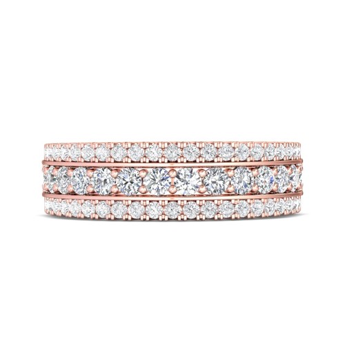 FlyerFit&reg; 14K Pink Gold Micropave Cutdown Wedding Band