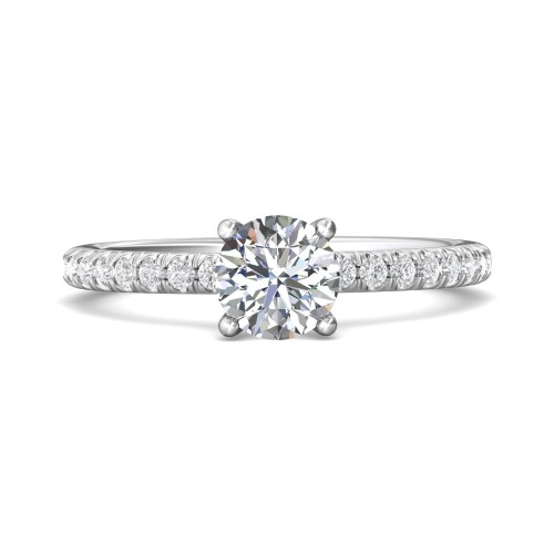 FlyerFit&reg; 18K White Gold Micropave Engagement Ring