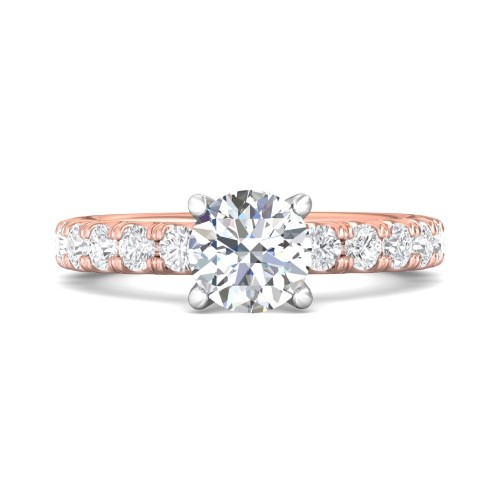 FlyerFit&reg; 14K Pink Gold Shank And White Gold Top Encore Engagement Ring