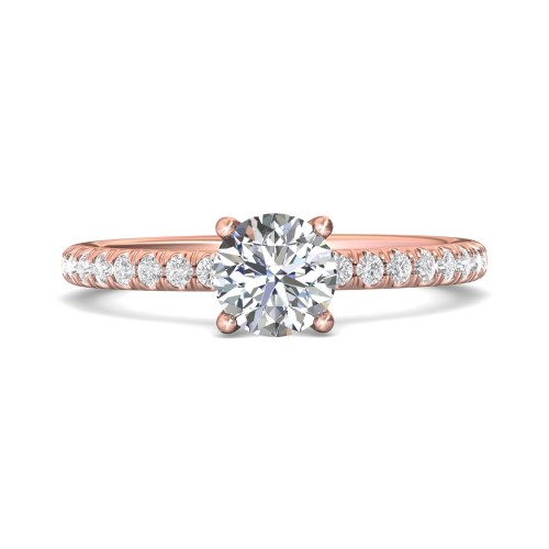 FlyerFit&reg; 18K Pink Gold Micropave Engagement Ring