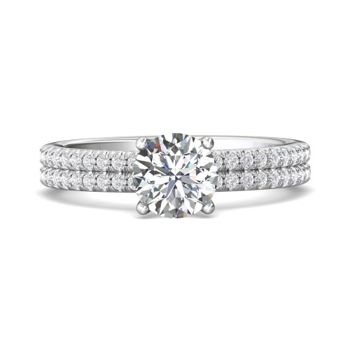FlyerFit&reg; 18K White Gold Micropave Engagement Ring