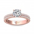 FlyerFit® 18K Pink Gold Micropave Engagement Ring