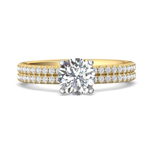 FlyerFit&reg; 14K Yellow and 14K White Gold Micropave Engagement Ring