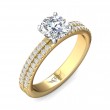 FlyerFit® 18K Yellow Gold Shank And White Gold Top Micropave Engagement Ring