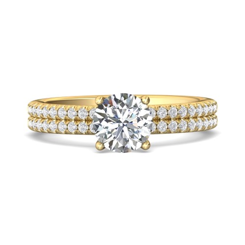 FlyerFit&reg; 18K Yellow Gold Micropave Engagement Ring