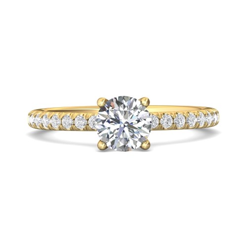 FlyerFit&reg; 18K Yellow Gold Micropave Engagement Ring