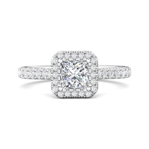 FlyerFit&reg; Platinum Micropave Halo Engagement Ring
