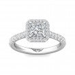 FlyerFit® 18K White Gold Micropave Halo Engagement Ring