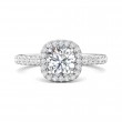 FlyerFit® 18K White Gold Micropave Halo Engagement Ring