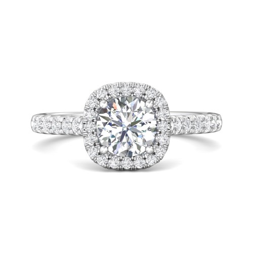FlyerFit&reg; 18K White Gold Micropave Halo Engagement Ring