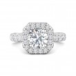 FlyerFit® 18K White Gold Micropave Halo Engagement Ring