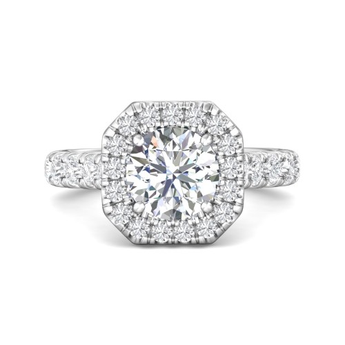 FlyerFit&reg; 14K White Gold Micropave Halo Engagement Ring