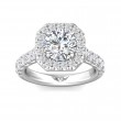 FlyerFit® 18K White Gold Micropave Halo Engagement Ring