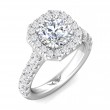 FlyerFit® 18K White Gold Micropave Halo Engagement Ring