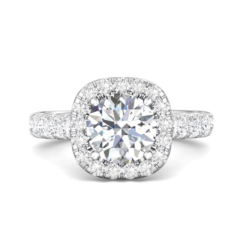 FlyerFit&reg; 14K White Gold Micropave Halo Engagement Ring