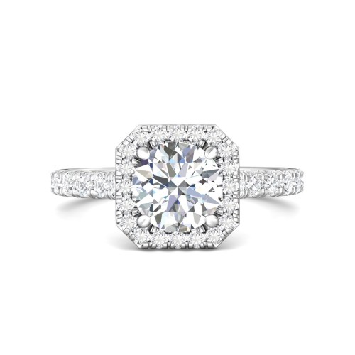 FlyerFit&reg; 14K White Gold Micropave Halo Engagement Ring