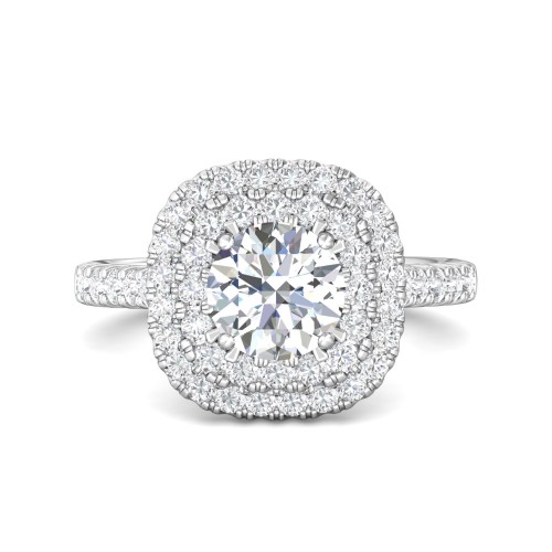 FlyerFit&reg; 14K White Gold Micropave Halo Engagement Ring