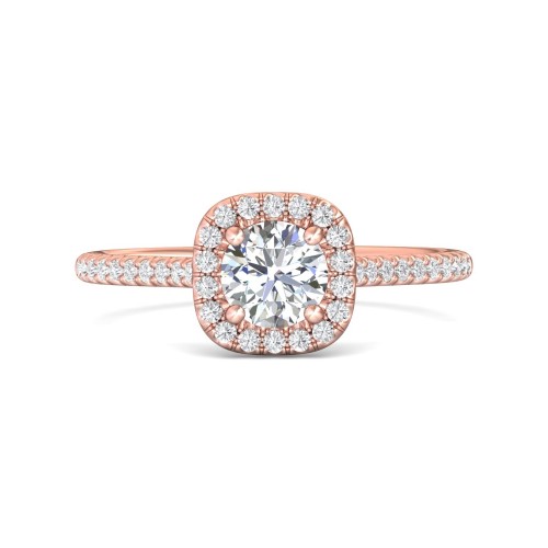 FlyerFit&reg; 14K Pink Gold Micropave Halo Engagement Ring