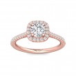 FlyerFit® 18K Pink Gold Micropave Halo Engagement Ring