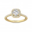 FlyerFit® 18K Yellow Gold Micropave Halo Engagement Ring