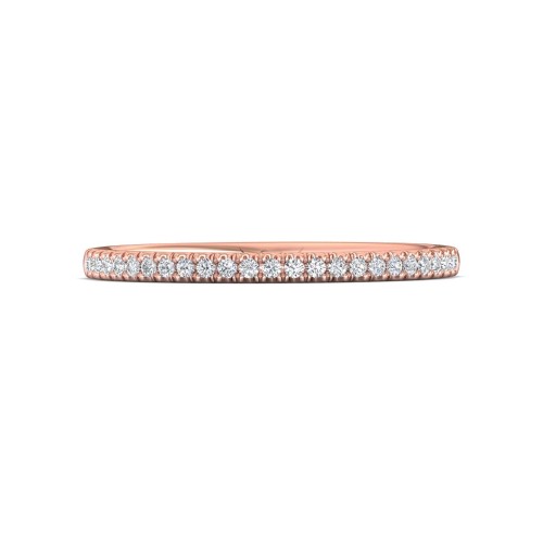 FlyerFit&reg; 14K Pink Gold Micropave Cutdown Wedding Band