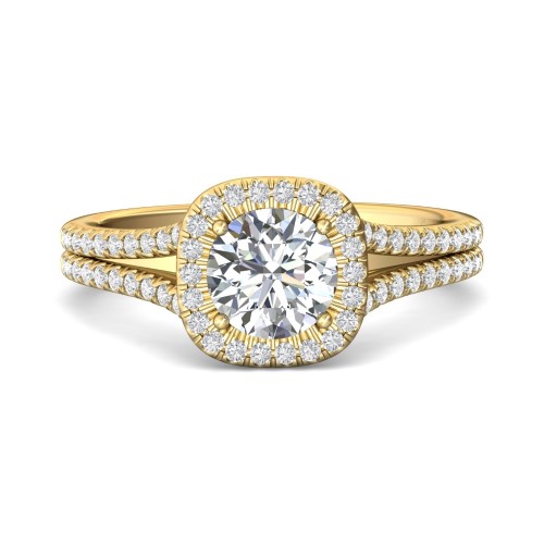 FlyerFit&reg; 18K Yellow Gold Split Shank Engagement Ring