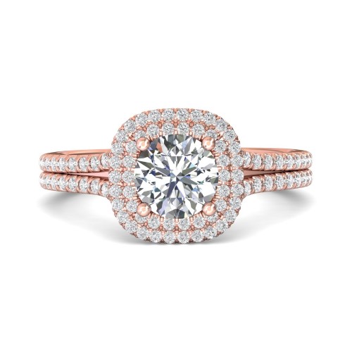 FlyerFit&reg; 18K Pink Gold Split Shank Engagement Ring