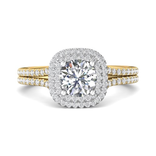 FlyerFit&reg; 18K Yellow Gold Shank And White Gold Top Split Shank Engagement Ring