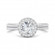 FlyerFit® 18K White Gold Micropave Halo Engagement Ring