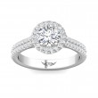 FlyerFit® 18K White Gold Micropave Halo Engagement Ring