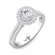 FlyerFit® 18K White Gold Micropave Halo Engagement Ring