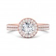 FlyerFit® 14K Pink Gold Micropave Halo Engagement Ring
