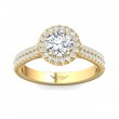 FlyerFit® 14K Yellow Gold Micropave Halo Engagement Ring
