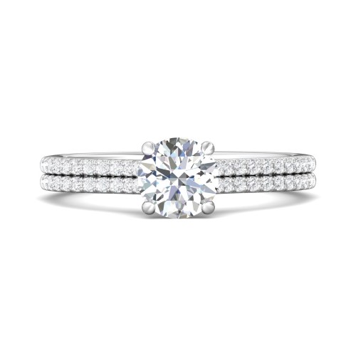 FlyerFit&reg; 14K White Gold Micropave Engagement Ring