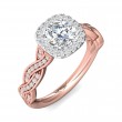 FlyerFit® 18K Pink Gold Shank And White Gold Top Split Shank Engagement Ring