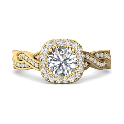 FlyerFit&reg; 18K Yellow Gold Split Shank Engagement Ring
