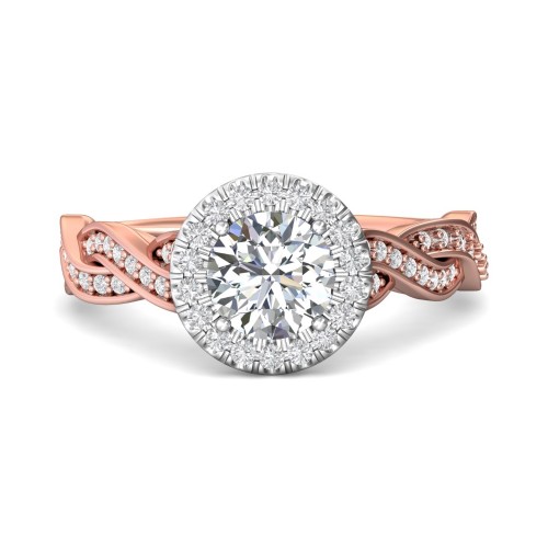FlyerFit&reg; 14K Pink Gold Shank And White Gold Top Split Shank Engagement Ring