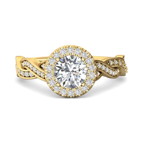 FlyerFit&reg; 18K Yellow Gold Split Shank Engagement Ring