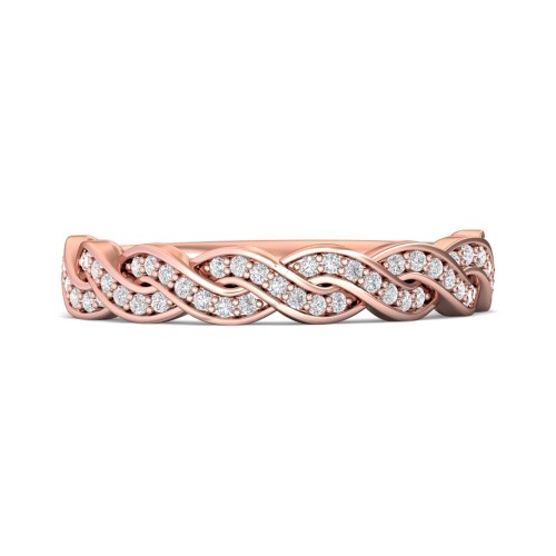 FlyerFit&reg; 14K Pink Gold Micropave Bead Set Wedding Band