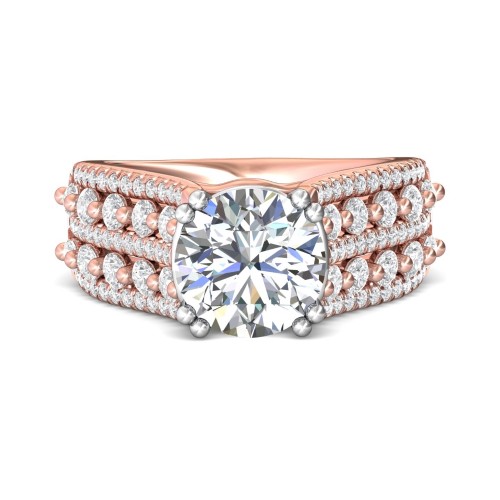 FlyerFit&reg; 18K Pink Gold Shank And White Gold Top Encore Engagement Ring