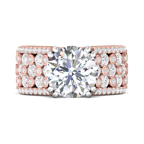 FlyerFit&reg; 18K Pink Gold Shank And White Gold Top Encore Engagement Ring