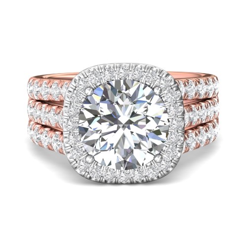 FlyerFit&reg; 18K Pink Gold Shank And White Gold Top Encore Engagement Ring
