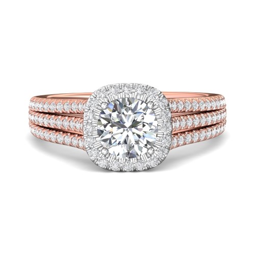 FlyerFit&reg; 18K Pink Gold Shank And White Gold Top Split Shank Engagement Ring